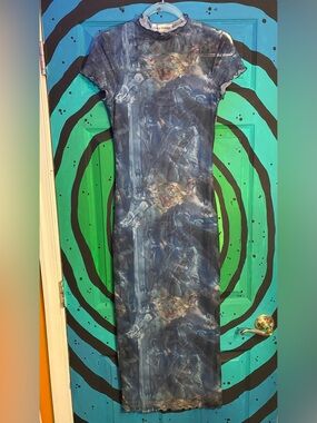 Almost Famous blue marble fitted dress